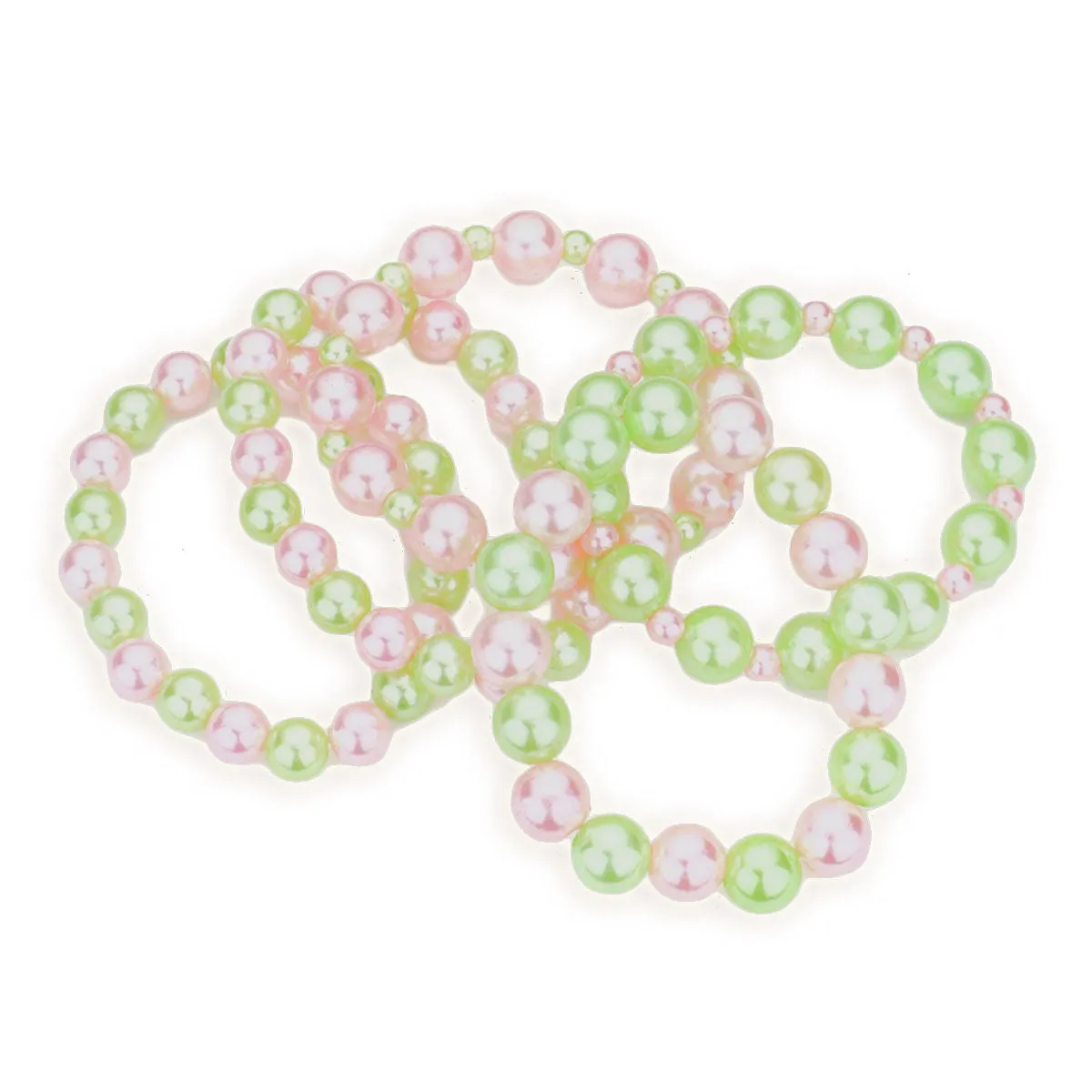 AKA Pink Green Pearl 5 Pc Bracelets Alpha Kappa Alpha Inspired Jewelry