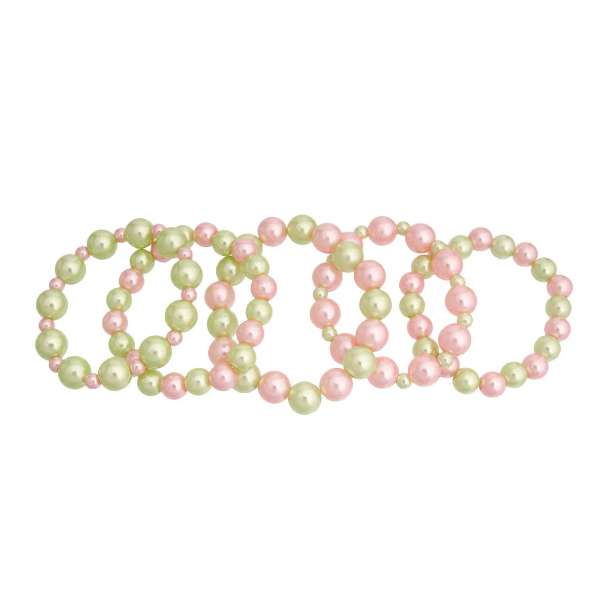 AKA Pink Green Pearl 5 Pc Bracelets Alpha Kappa Alpha Inspired Jewelry