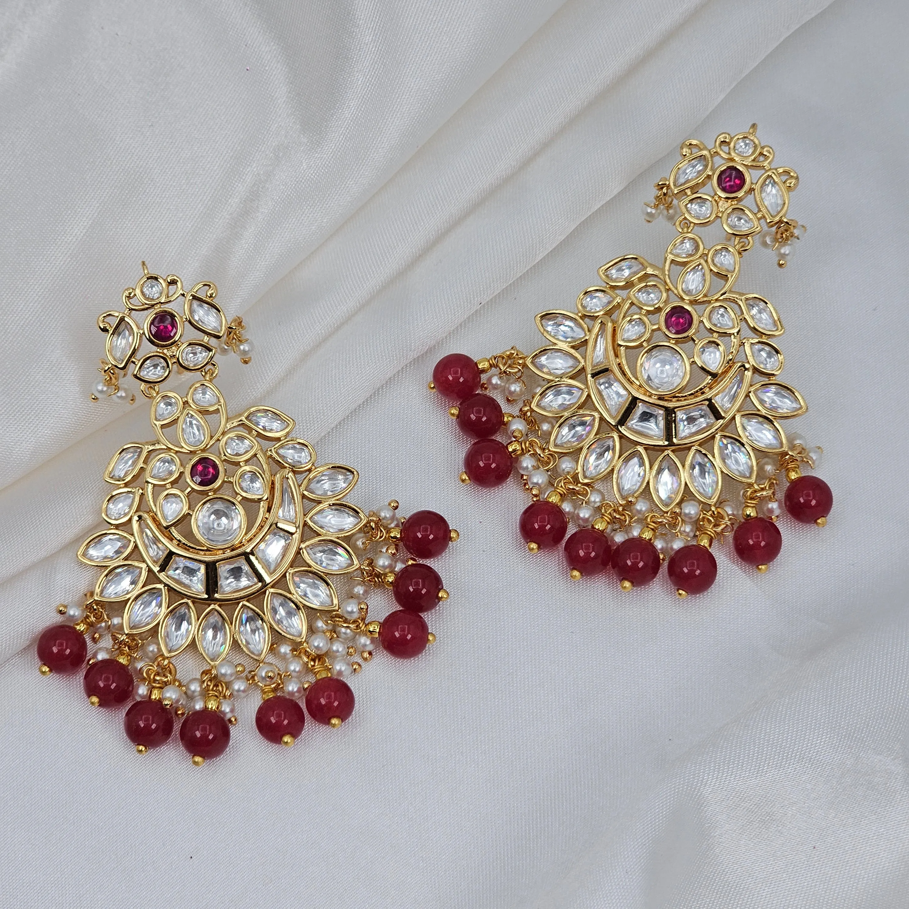 Anisha Women's Stunning Kundan Chandbali Earrings