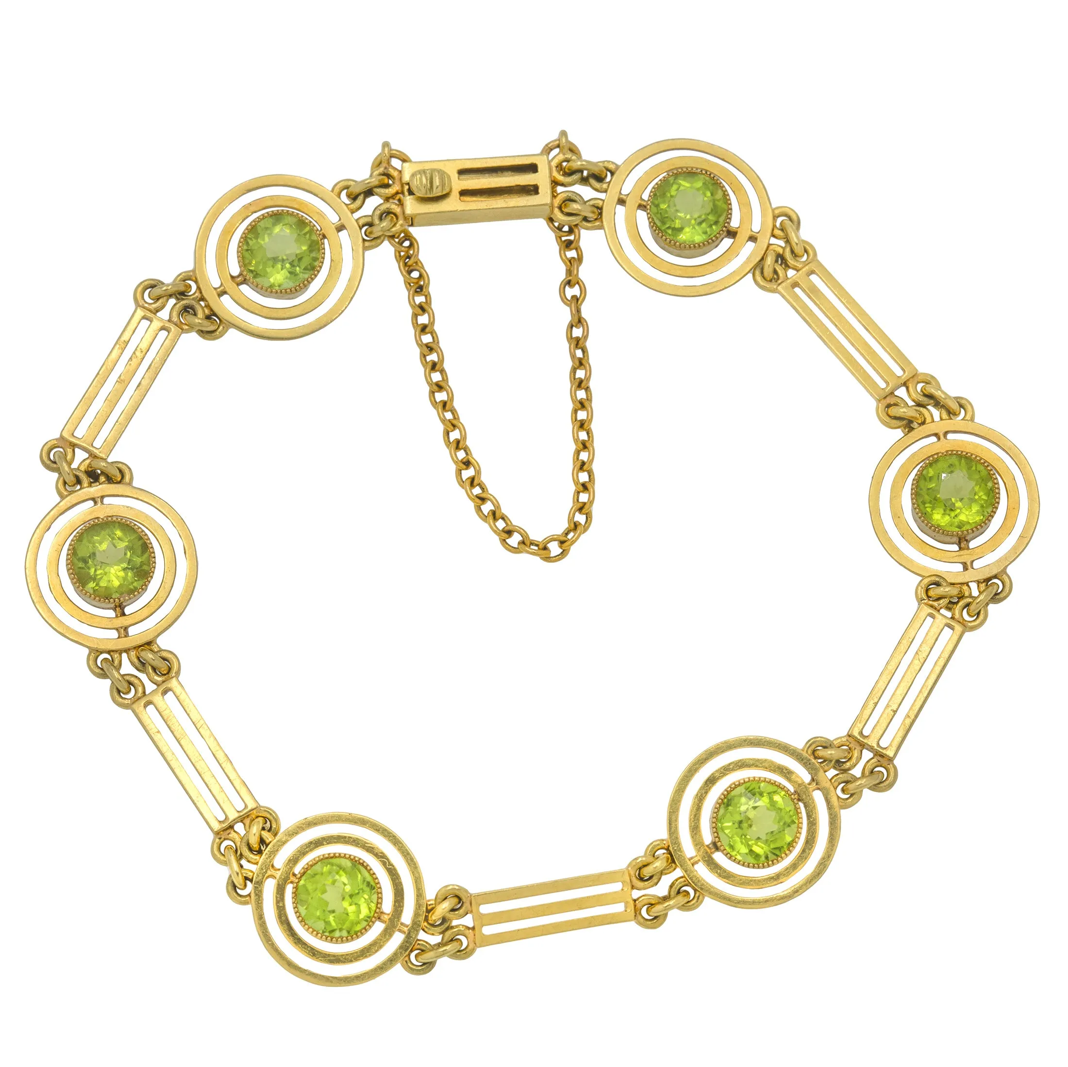 Antique 15ct Gold Peridot Bracelet, 3.60ct