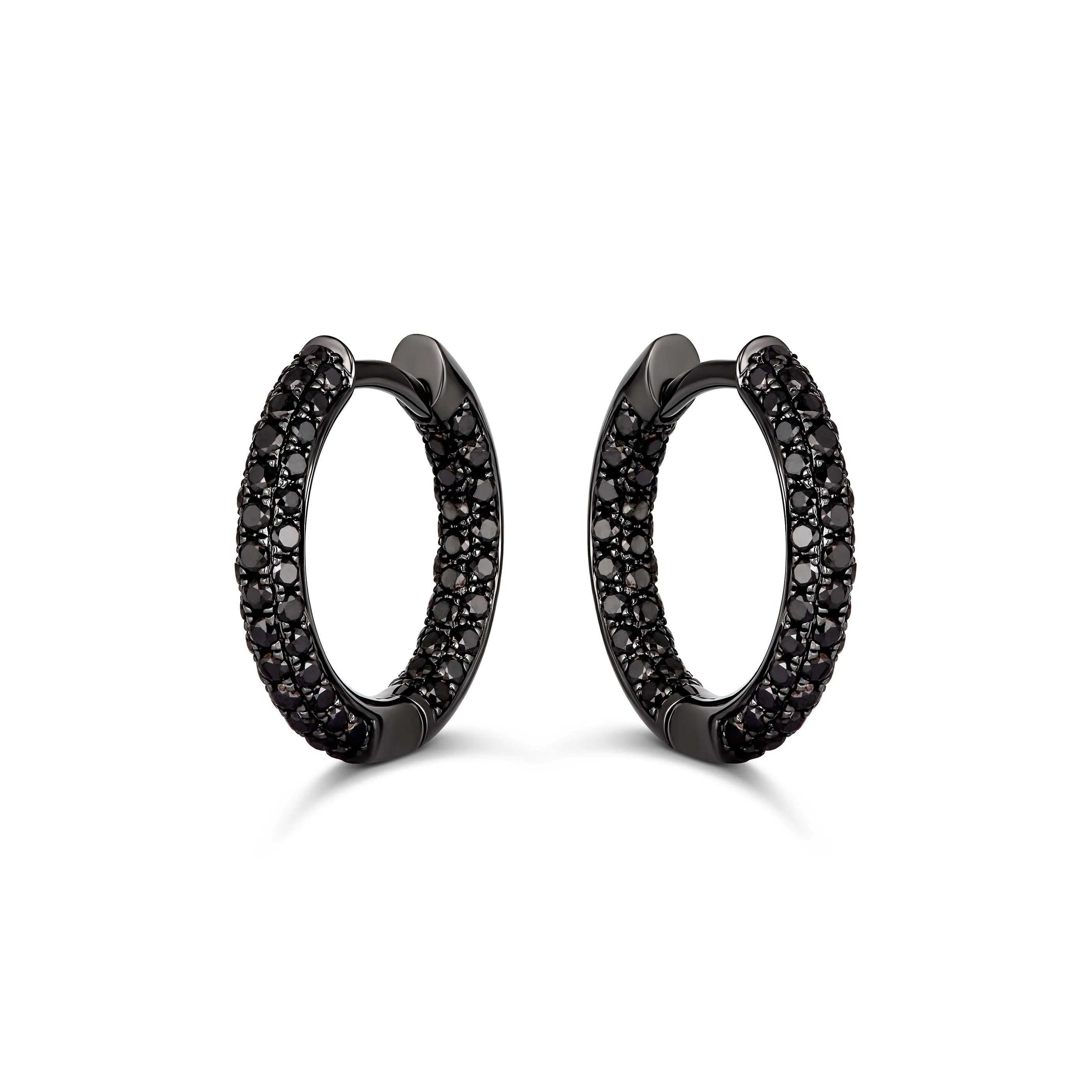 Artisan Pavé Full Moon Small Hoop Earrings | Black Rhodium