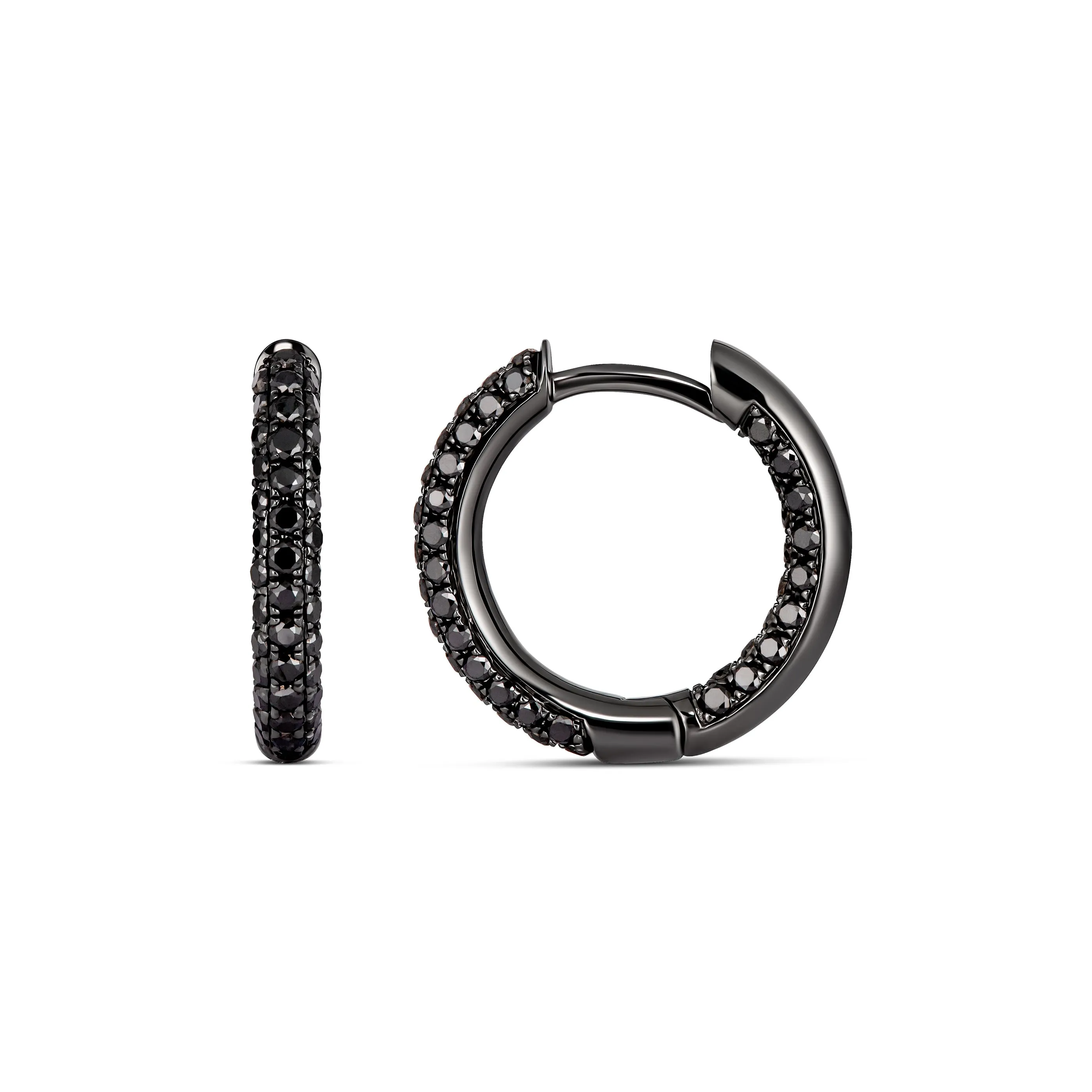 Artisan Pavé Full Moon Small Hoop Earrings | Black Rhodium