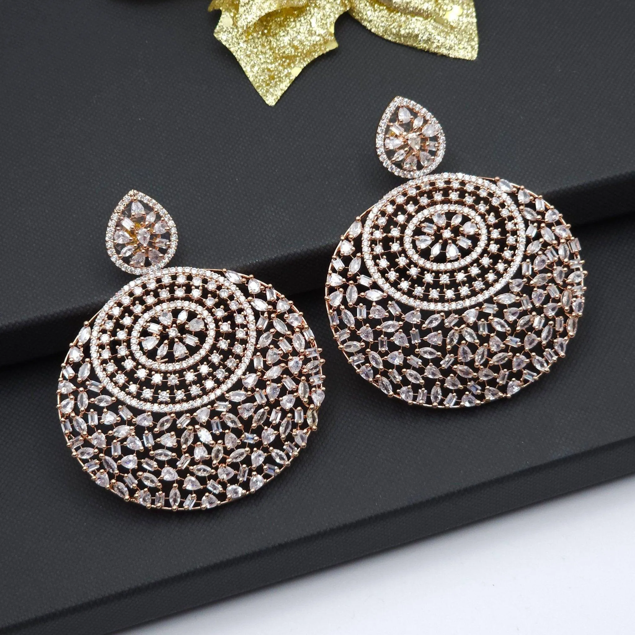 Bella American Diamond Silver Statement Earrings