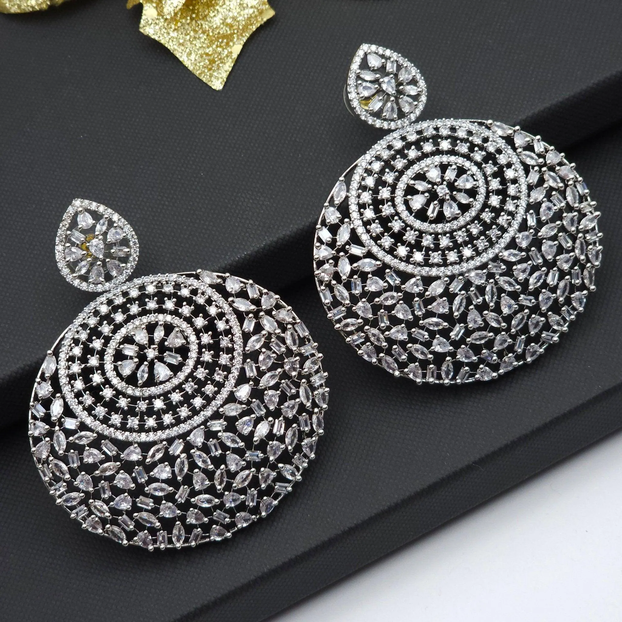 Bella American Diamond Silver Statement Earrings