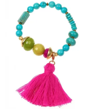 Blue Aqua Anna Tassel Bracelet