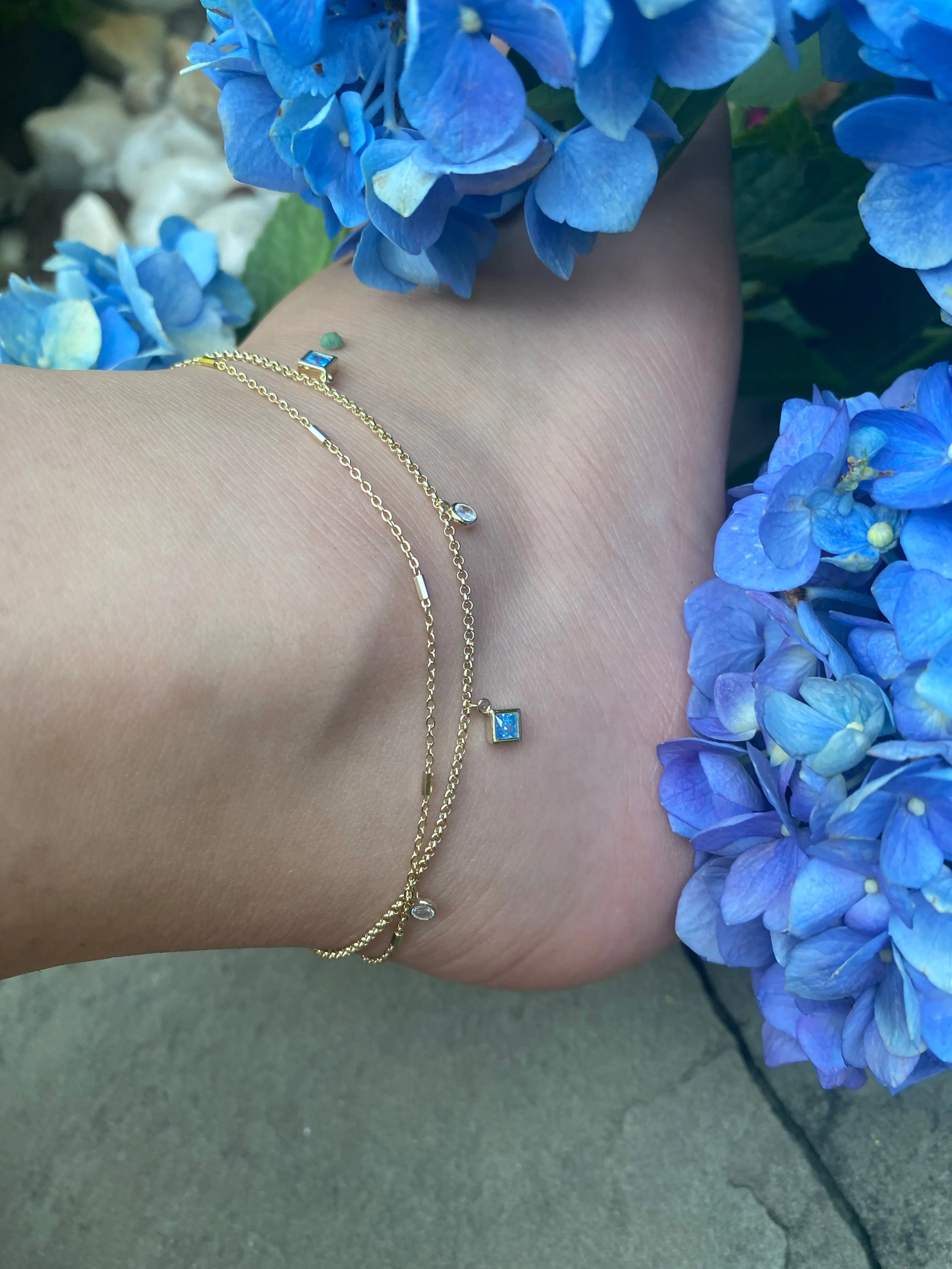 Blue Bezel Anklet