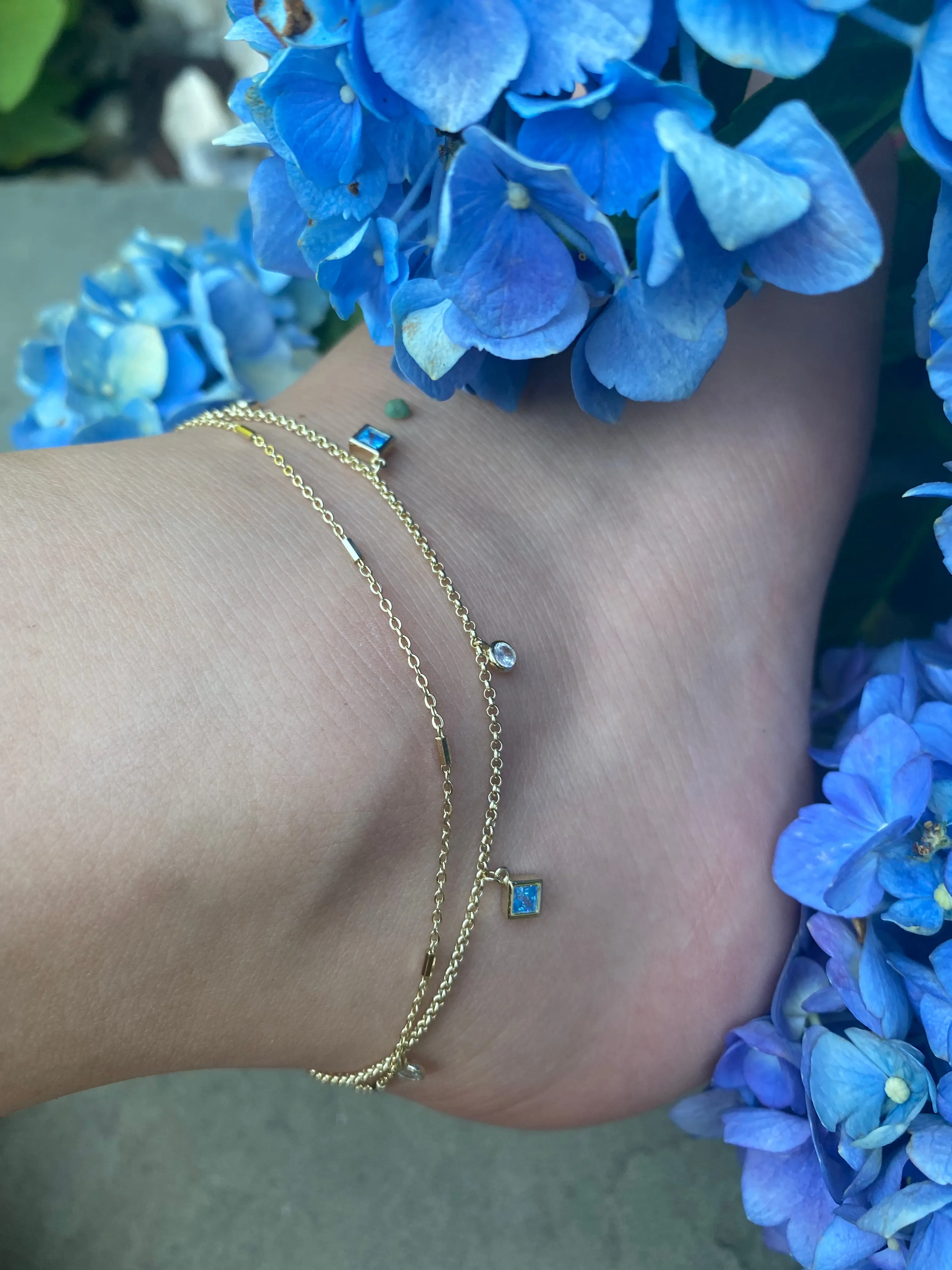 Blue Bezel Anklet