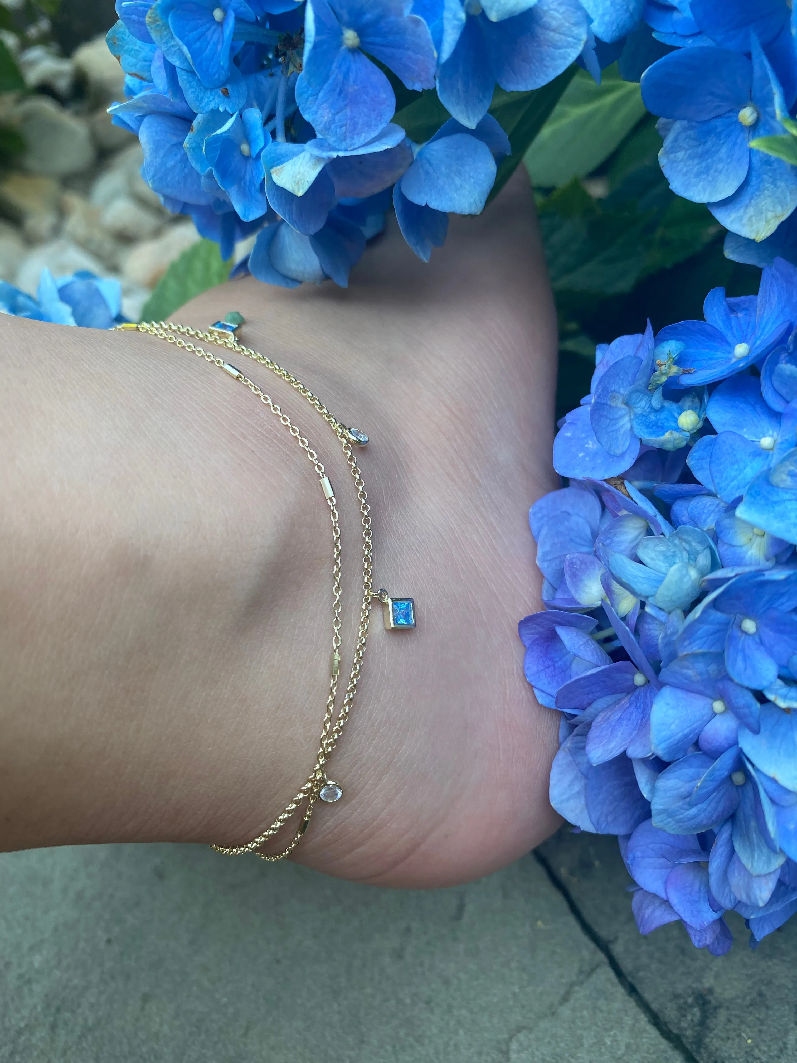 Blue Bezel Anklet