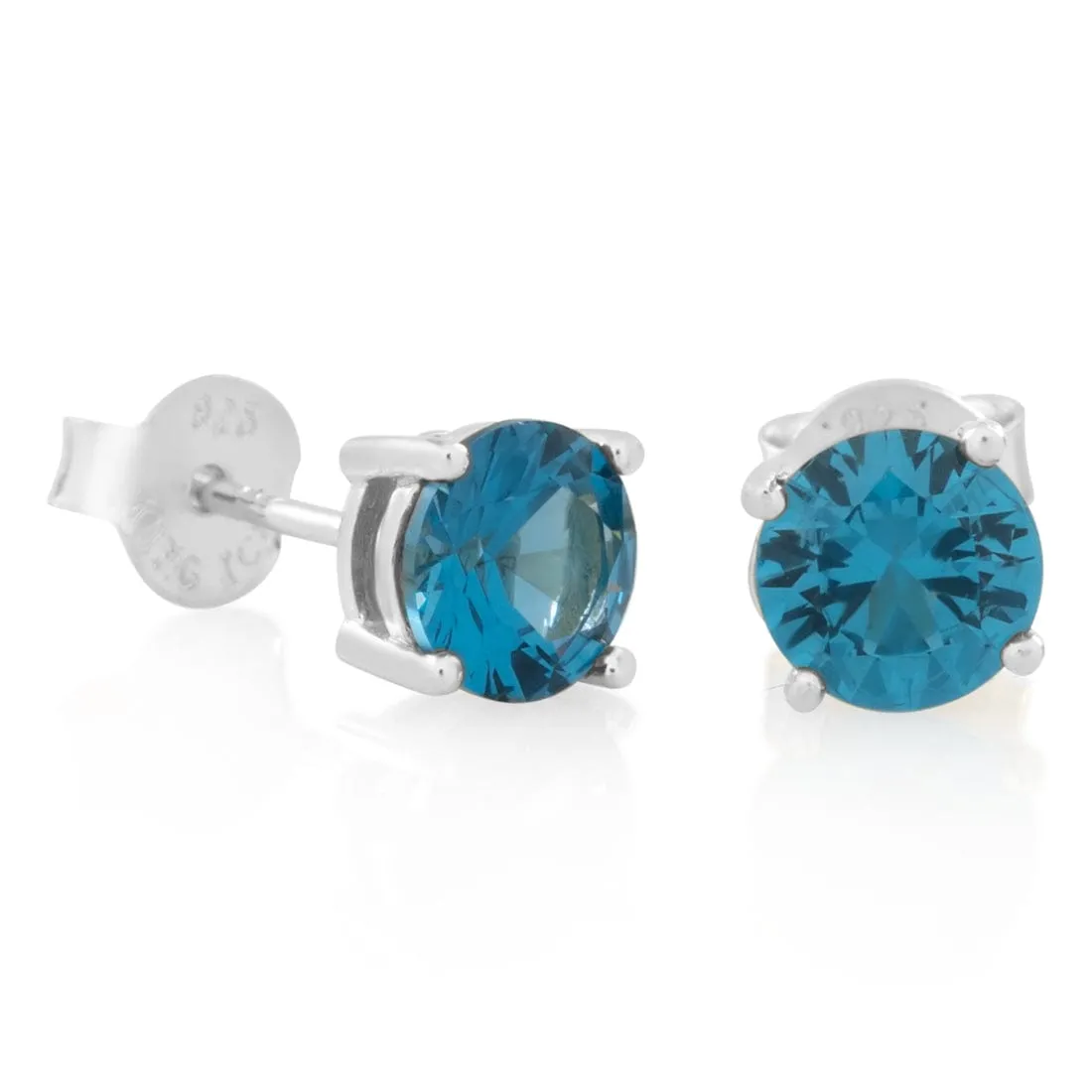 Blue Brilliant-Cut Stud Earrings