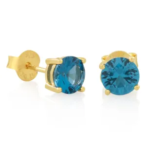 Blue Brilliant-Cut Stud Earrings