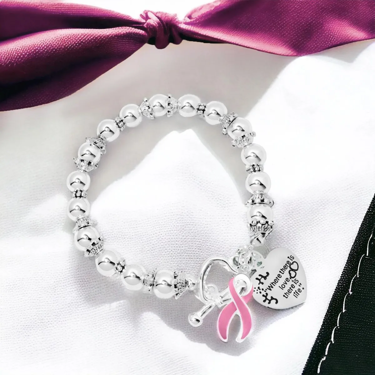 Breast Cancer Love You To The Moon And Back Pink Ribbon Bracelets