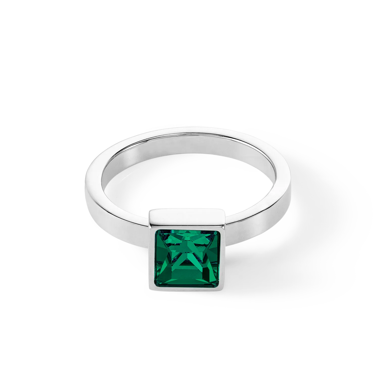 Brilliant Square big ring silver dark green