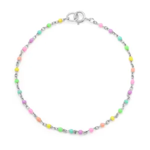 Candy Chain Anklet | Rainbow & Silver