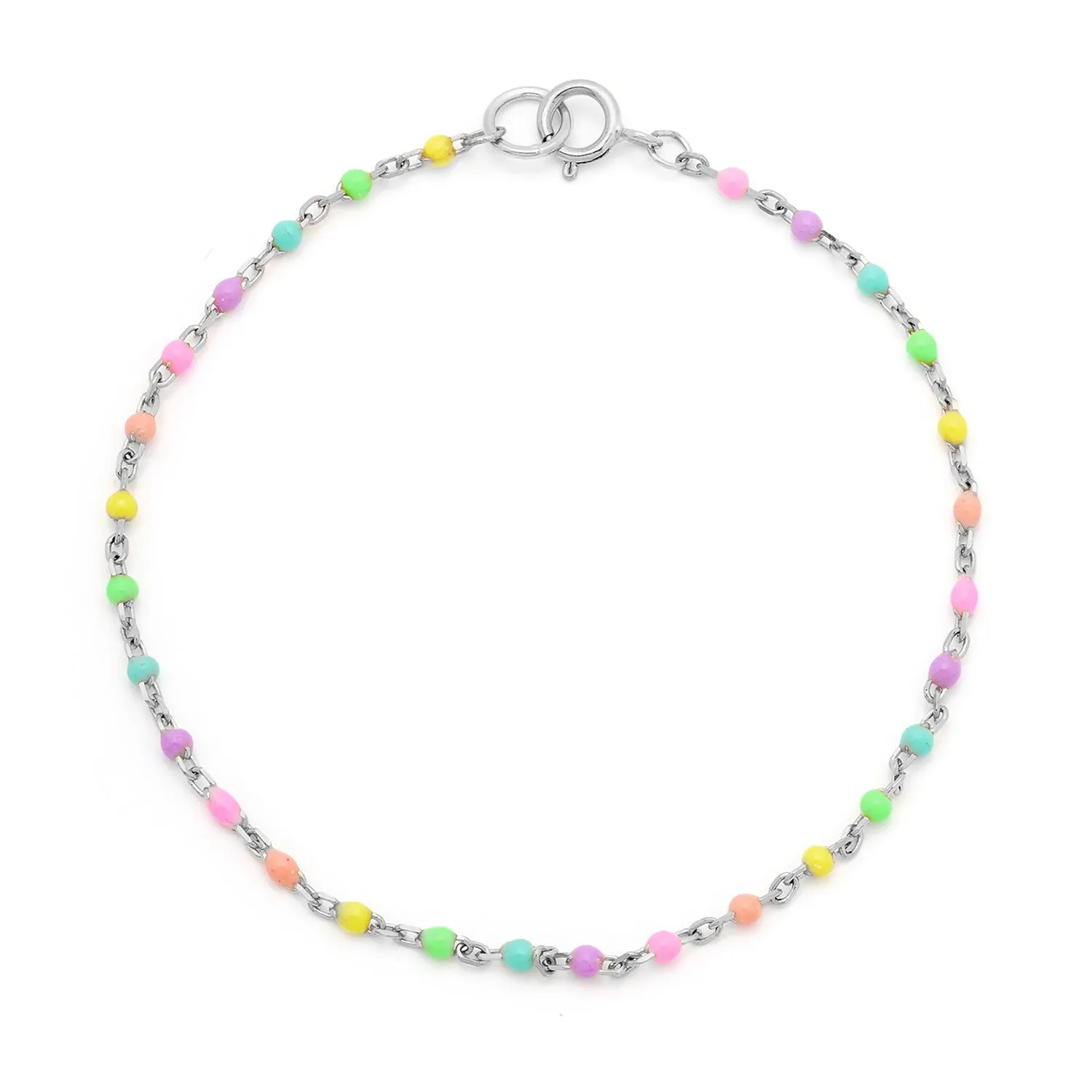 Candy Chain Anklet | Rainbow & Silver