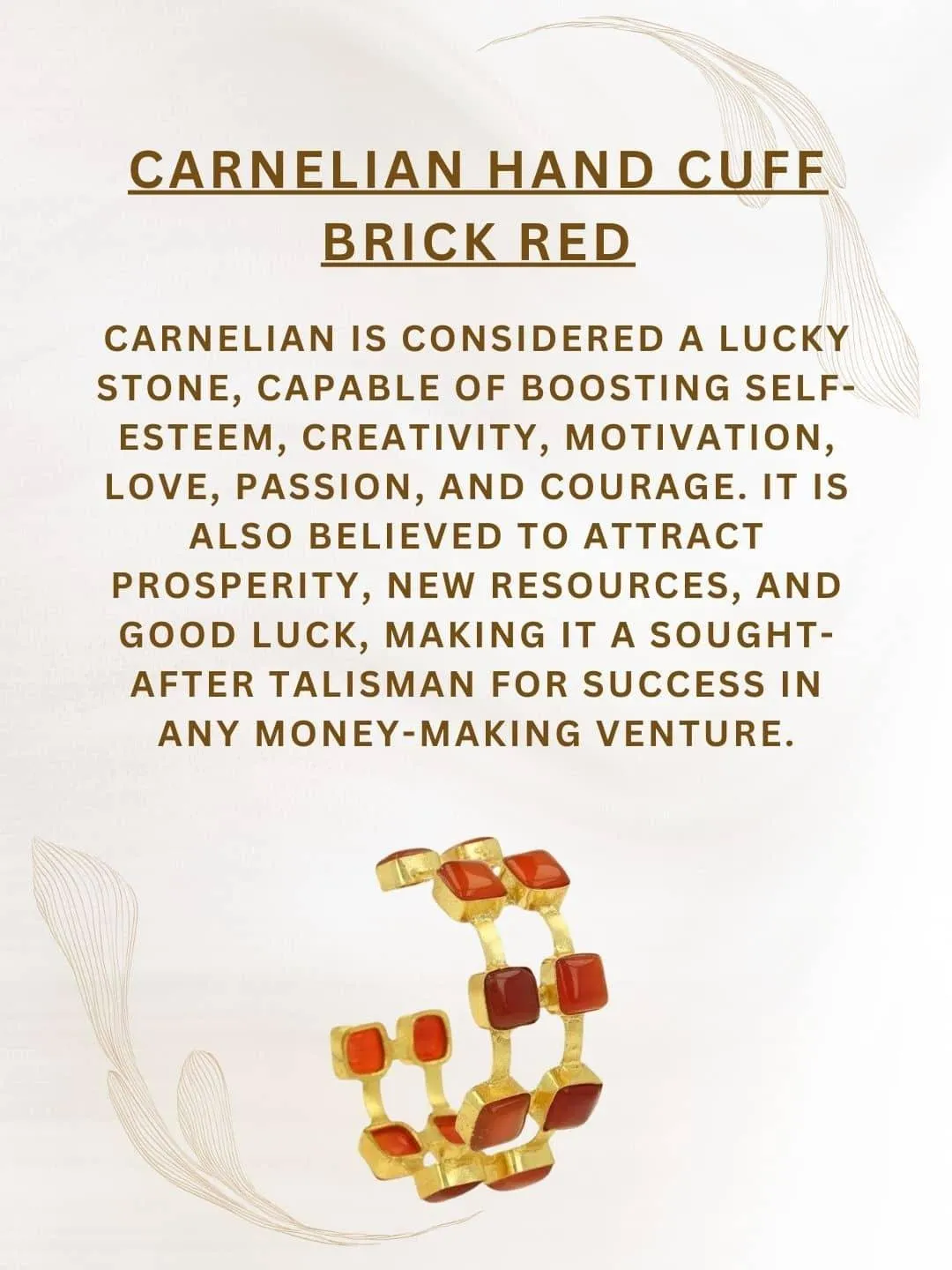 Carnelian Hand Cuff Brick Red