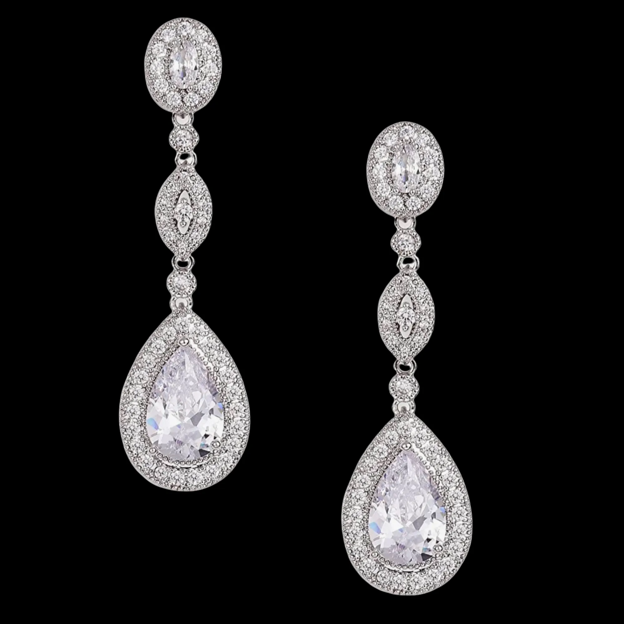 Carrie Brilliant Pear Shape Teardrop CZ Earrings