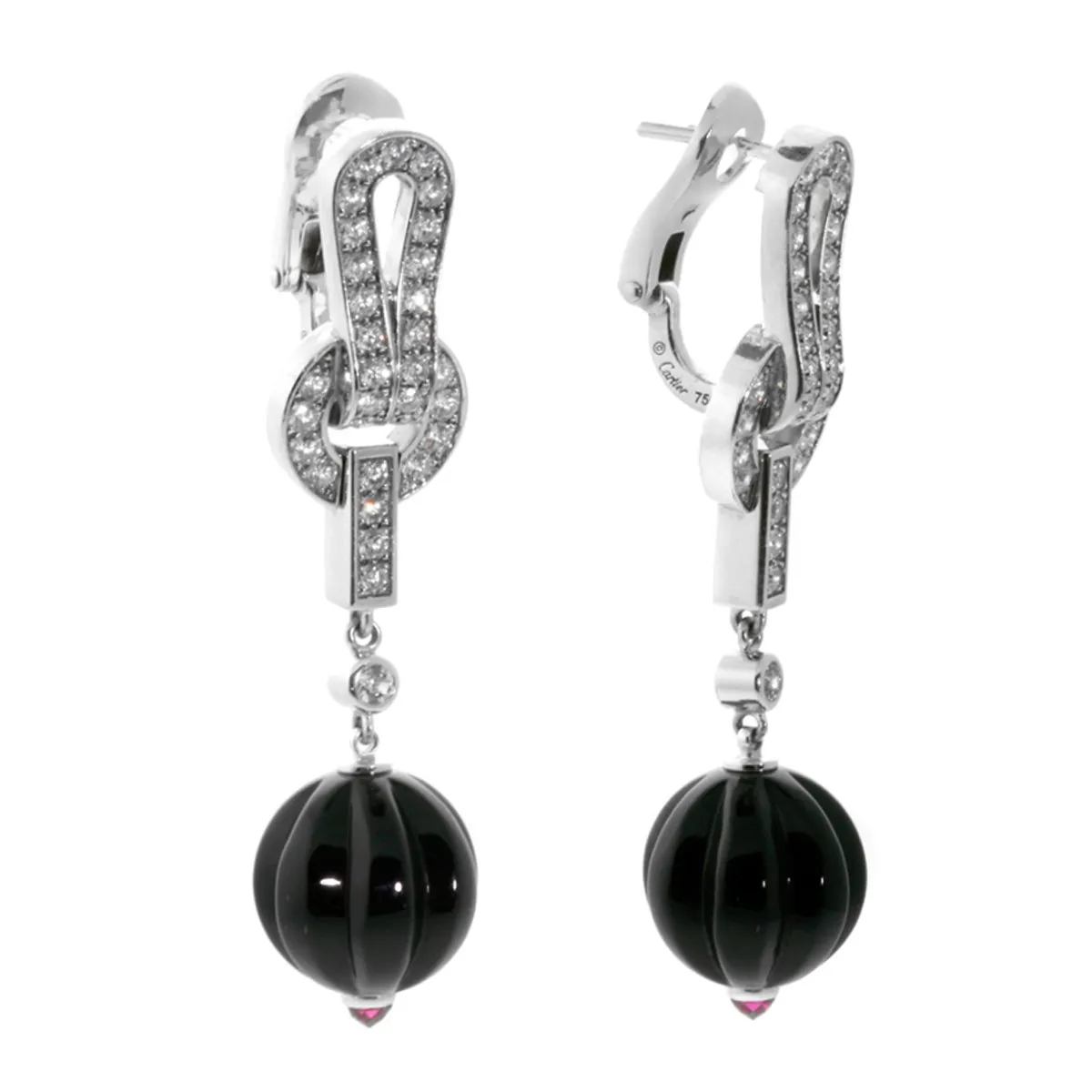 Cartier Agrafe Diamond Onyx Earrings