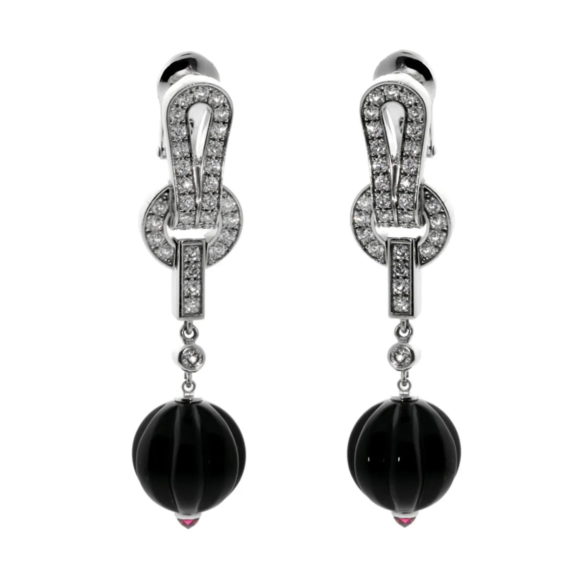 Cartier Agrafe Diamond Onyx Earrings