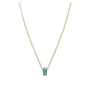 Custom Aqua Medium Faceted Heart Beat : Fine Belcher Necklace