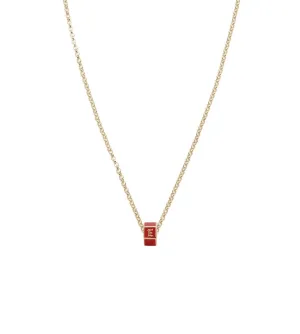 Custom Red Medium Faceted Heart Beat : Fine Belcher Necklace