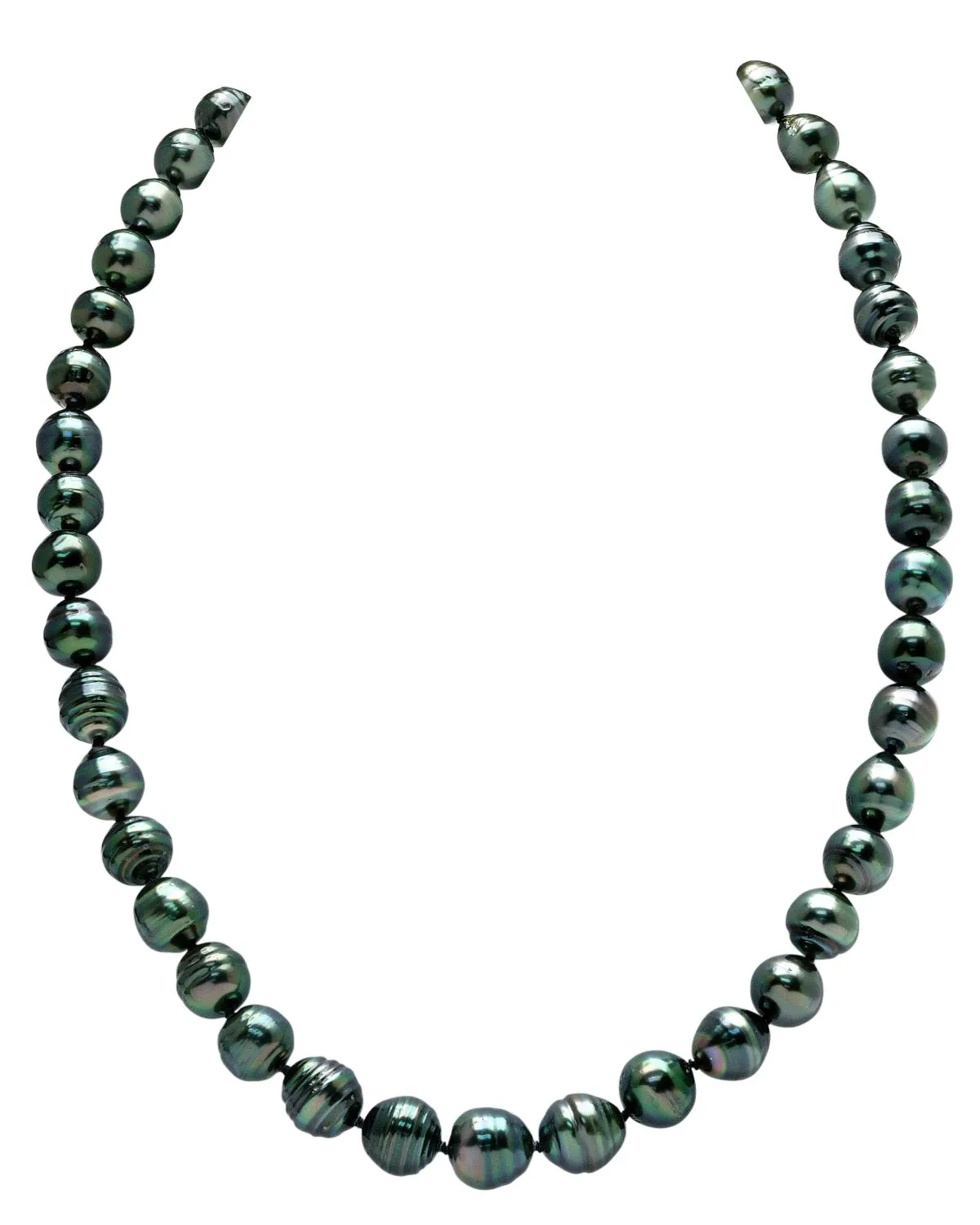 Dark Tahitian Circled Baroque Pearl Necklace, 8.0-10.0mm - AA  Quality