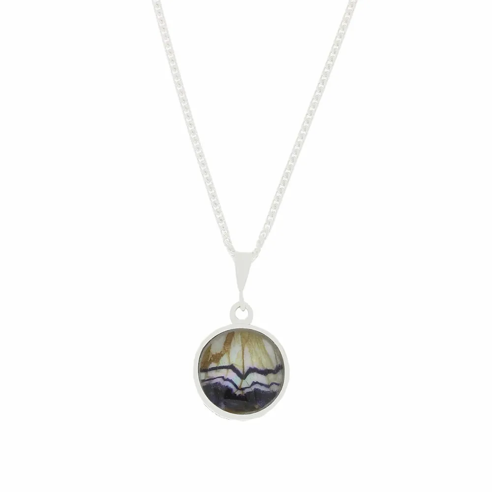 Derbyshire Blue John Reversible Small Round Pendant and Chain