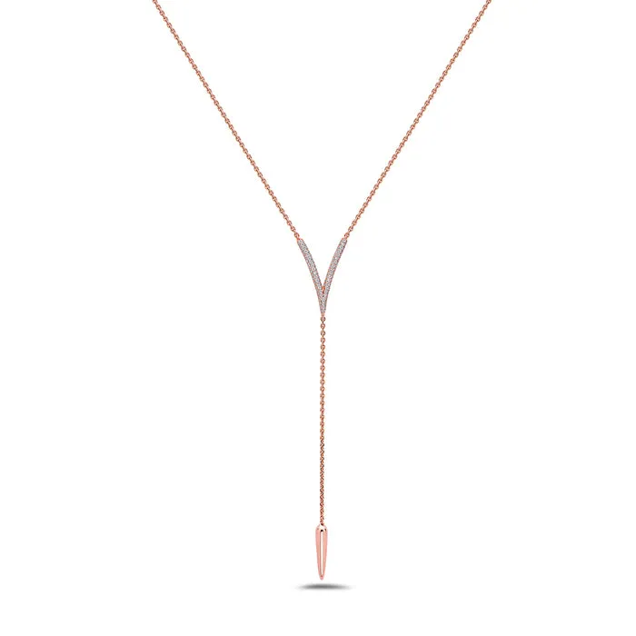 Diamond Drop V Tassel Necklace