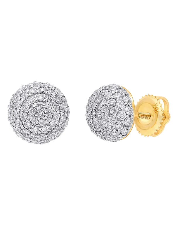 Diamond Earrings - 10ct Yellow Gold Diamond Set Dome Stud Earrings -784188