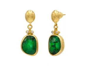 Emerald and Diamond Drop Earrings