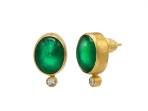 Emerald and Diamond Stud Earrings