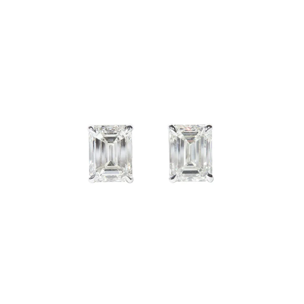 Emerald Cut Diamond Stud Earrings