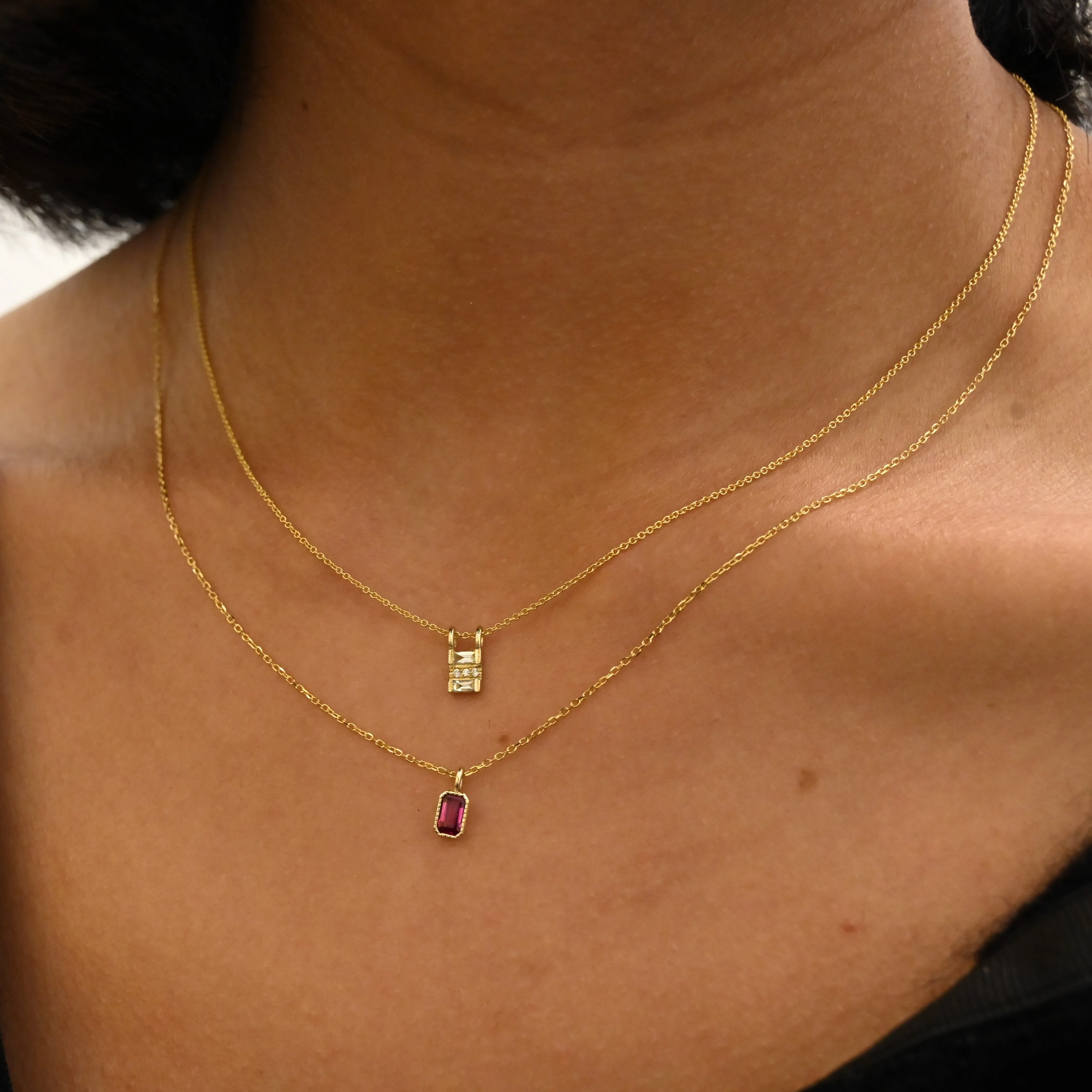 Emerald Cut Ruby Wisp Necklace