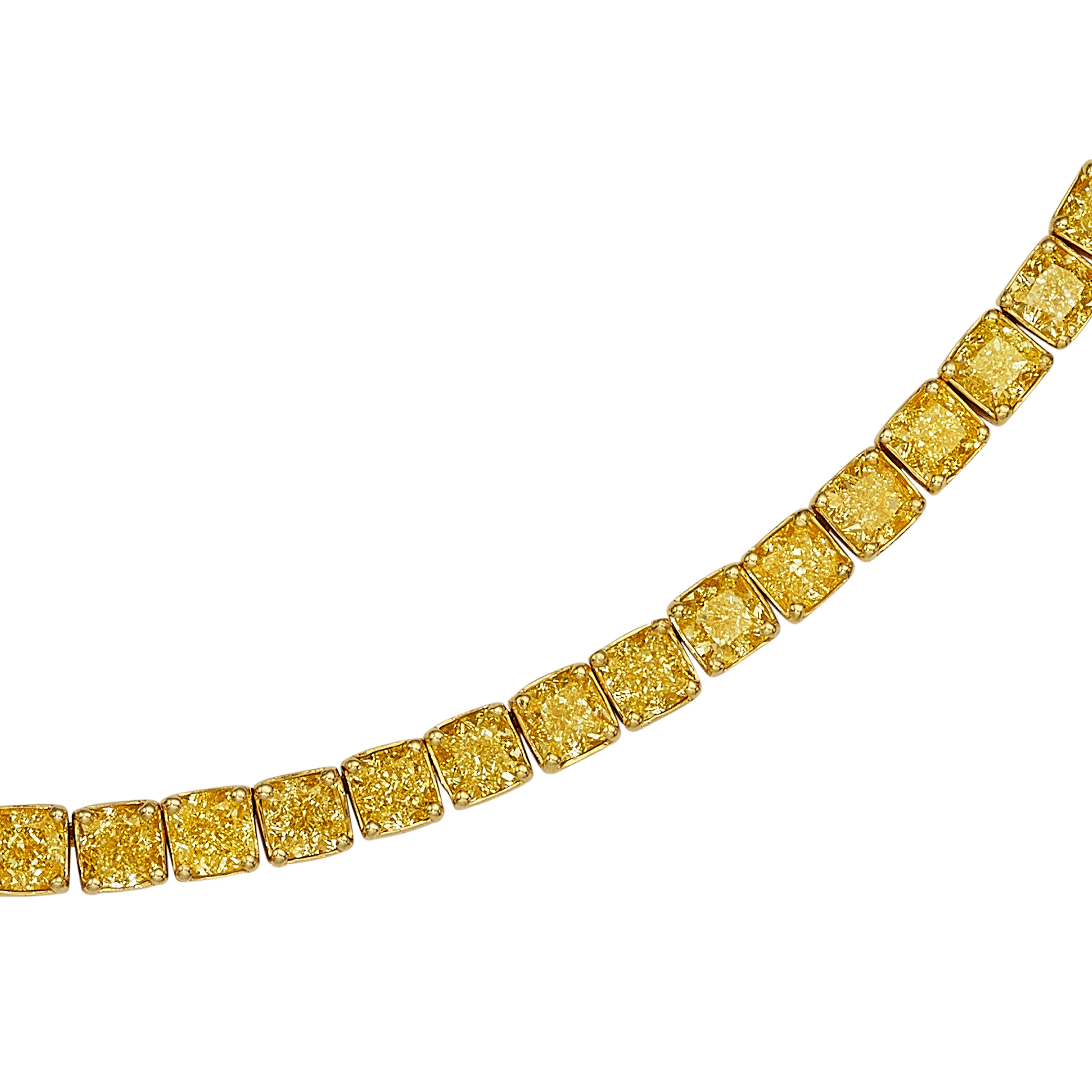 Fancy Intense Yellow Tennis Necklace, 36 CT