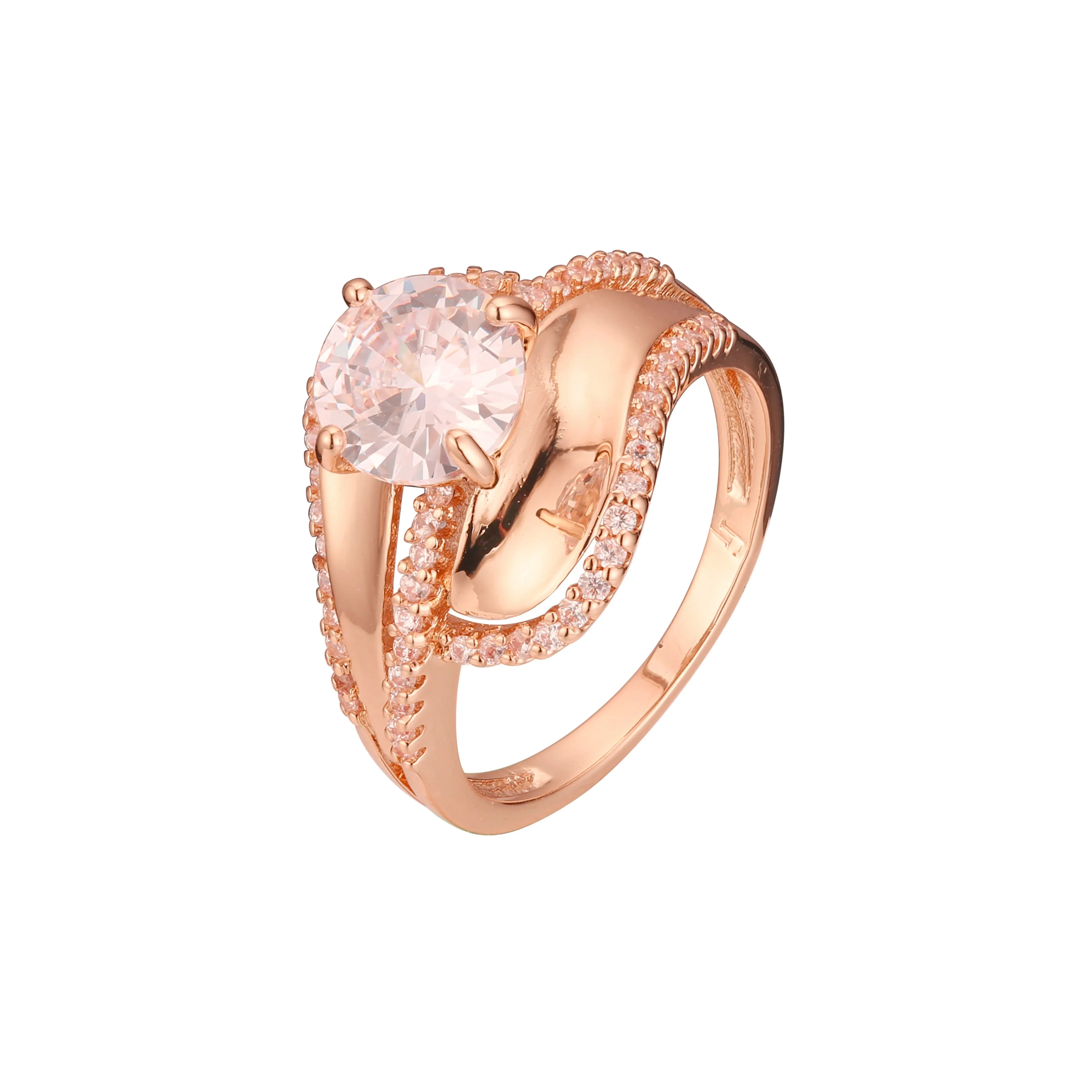 Fashion luxurious Solitaire white CZ 14K Gold, Rose Gold rings