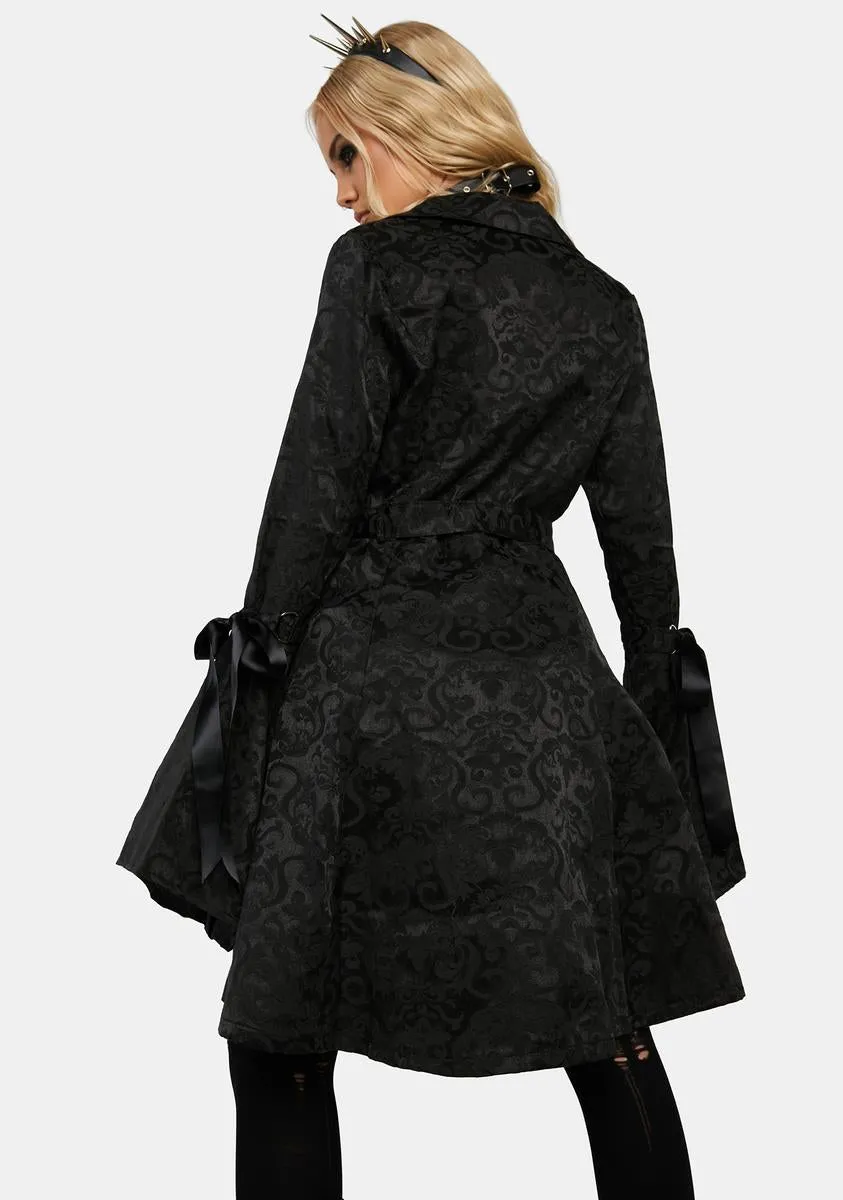 Fit & Flare Jacquard Coat W/ Ribbons