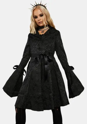 Fit & Flare Jacquard Coat W/ Ribbons