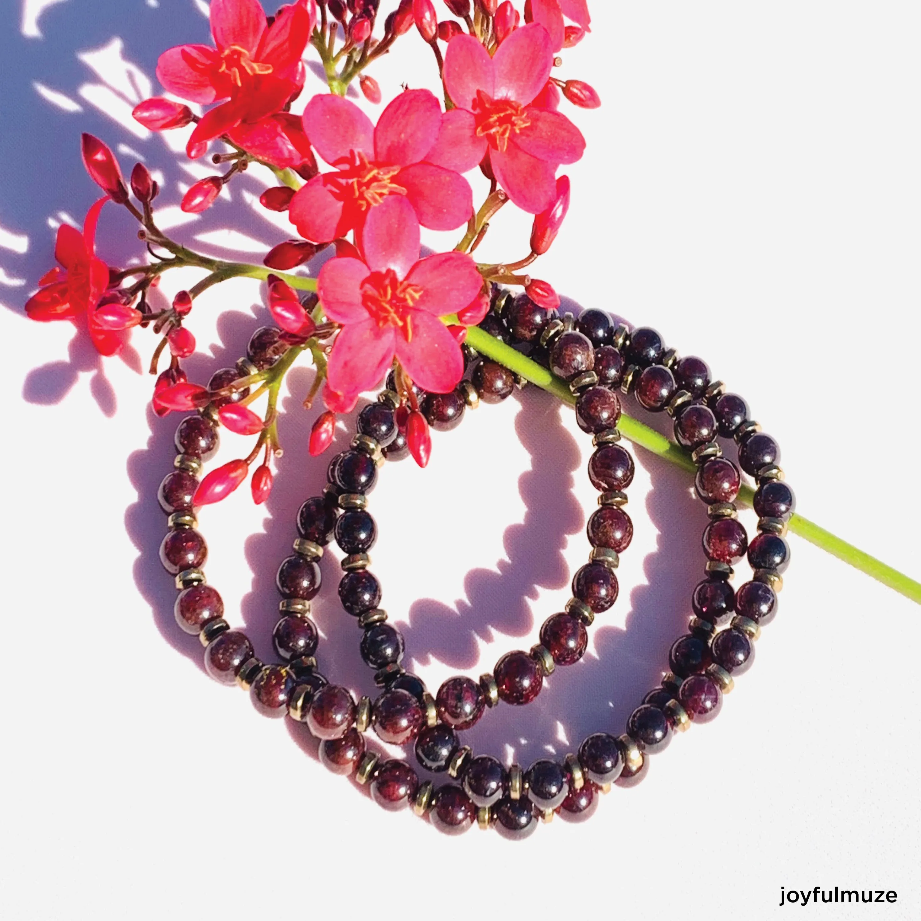 Garnet and Hematite Stretch Bracelet