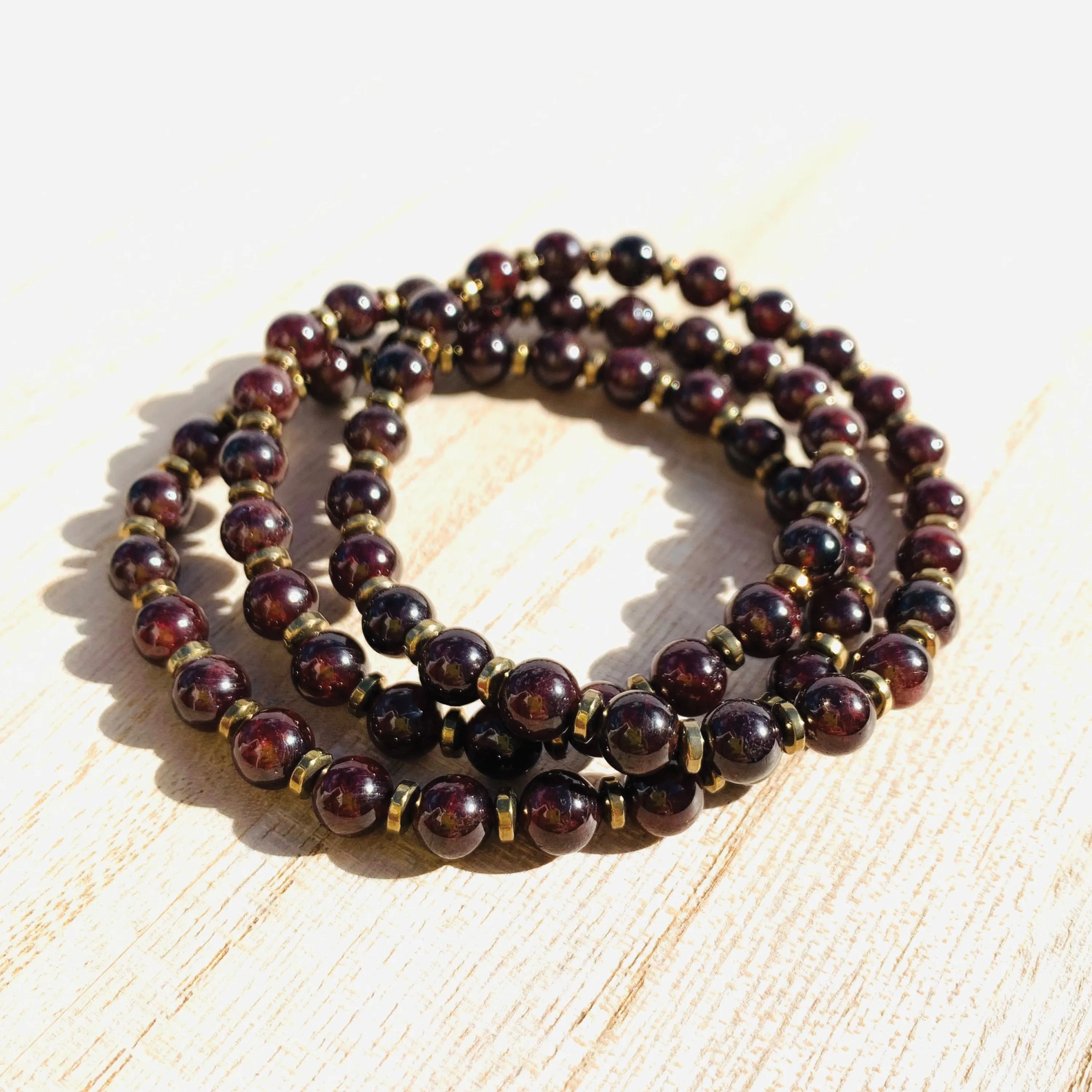 Garnet and Hematite Stretch Bracelet