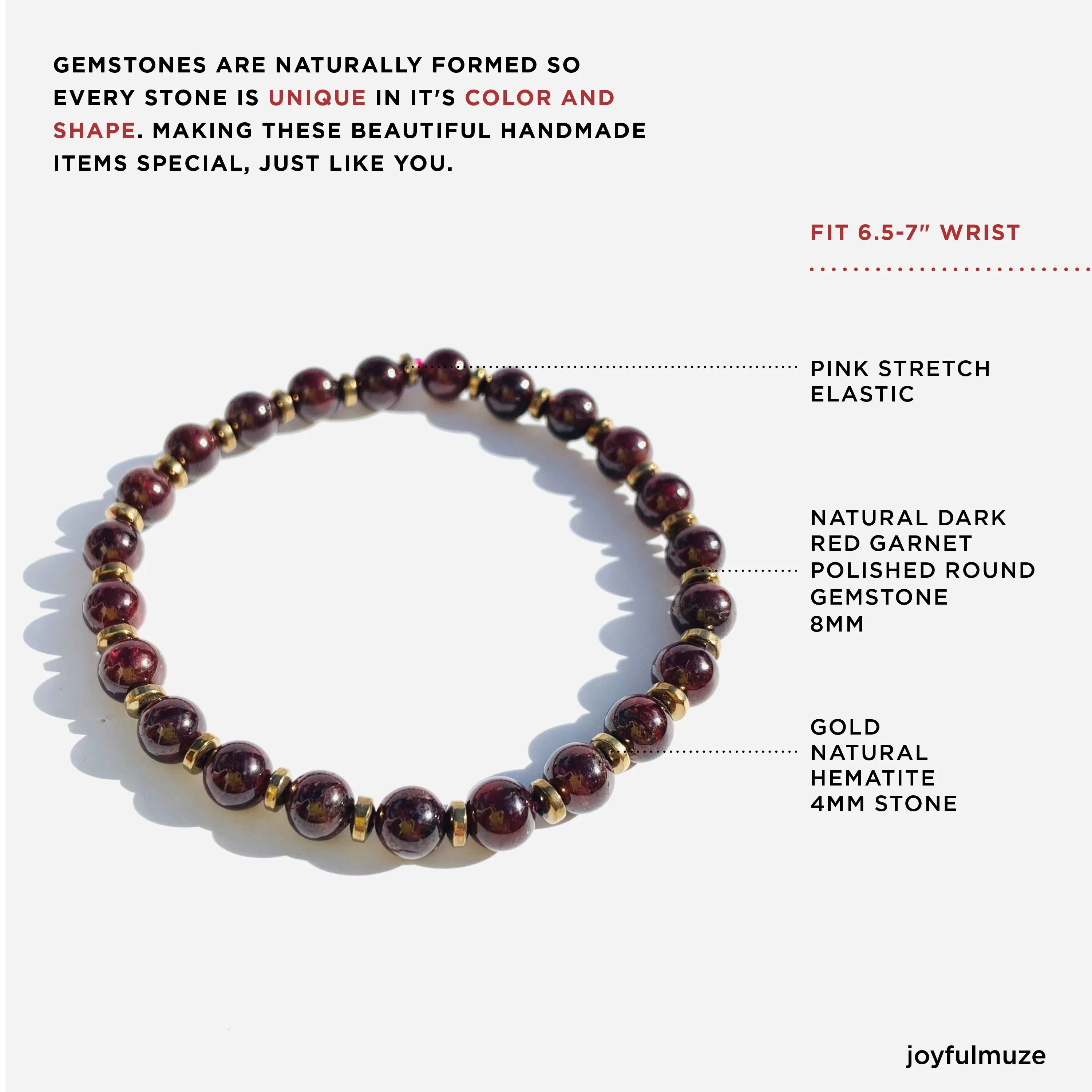 Garnet and Hematite Stretch Bracelet