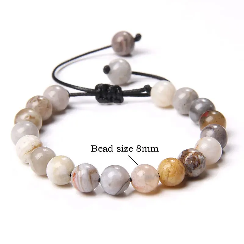 Garnets Stone Beads Bracelets Fashion Adjustable Braided Rope Bracelets Bangles Men Women Yoga Healing Balance Bracelets Jewelry