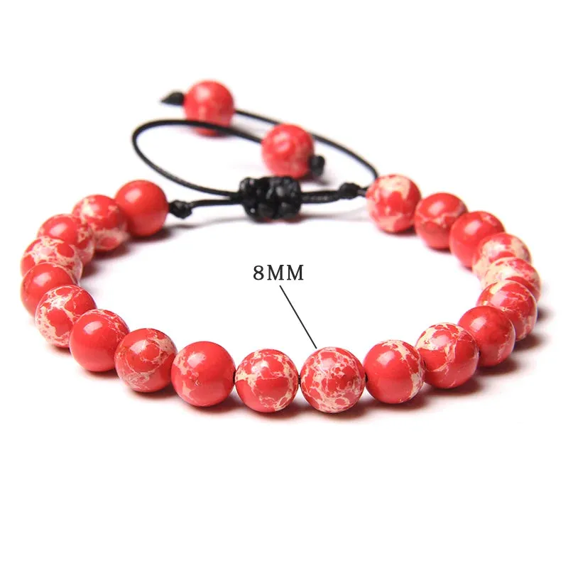 Garnets Stone Beads Bracelets Fashion Adjustable Braided Rope Bracelets Bangles Men Women Yoga Healing Balance Bracelets Jewelry