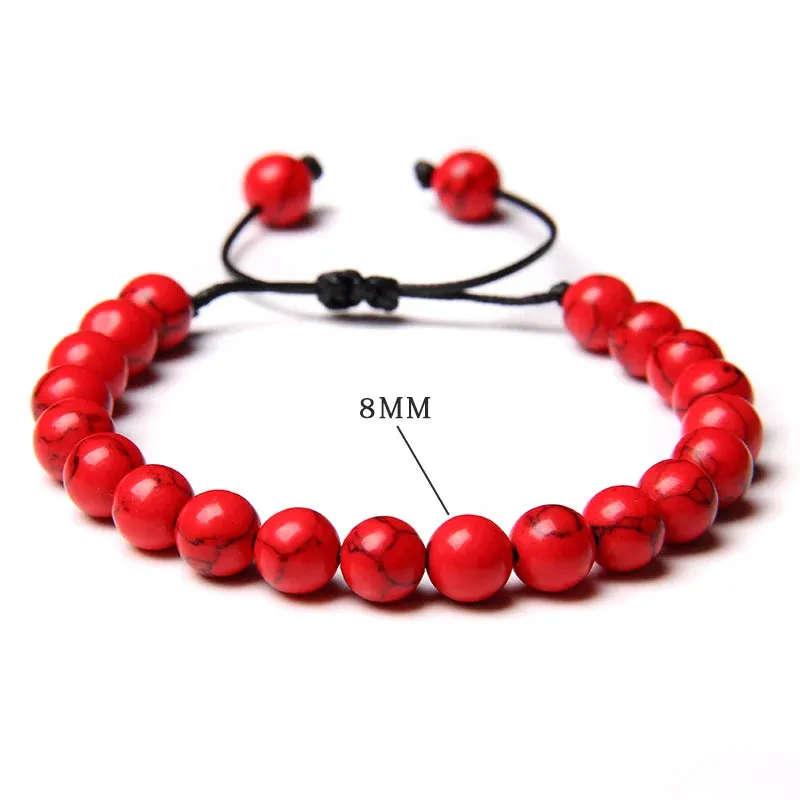 Garnets Stone Beads Bracelets Fashion Adjustable Braided Rope Bracelets Bangles Men Women Yoga Healing Balance Bracelets Jewelry