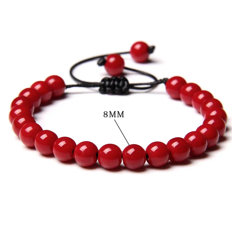 Garnets Stone Beads Bracelets Fashion Adjustable Braided Rope Bracelets Bangles Men Women Yoga Healing Balance Bracelets Jewelry