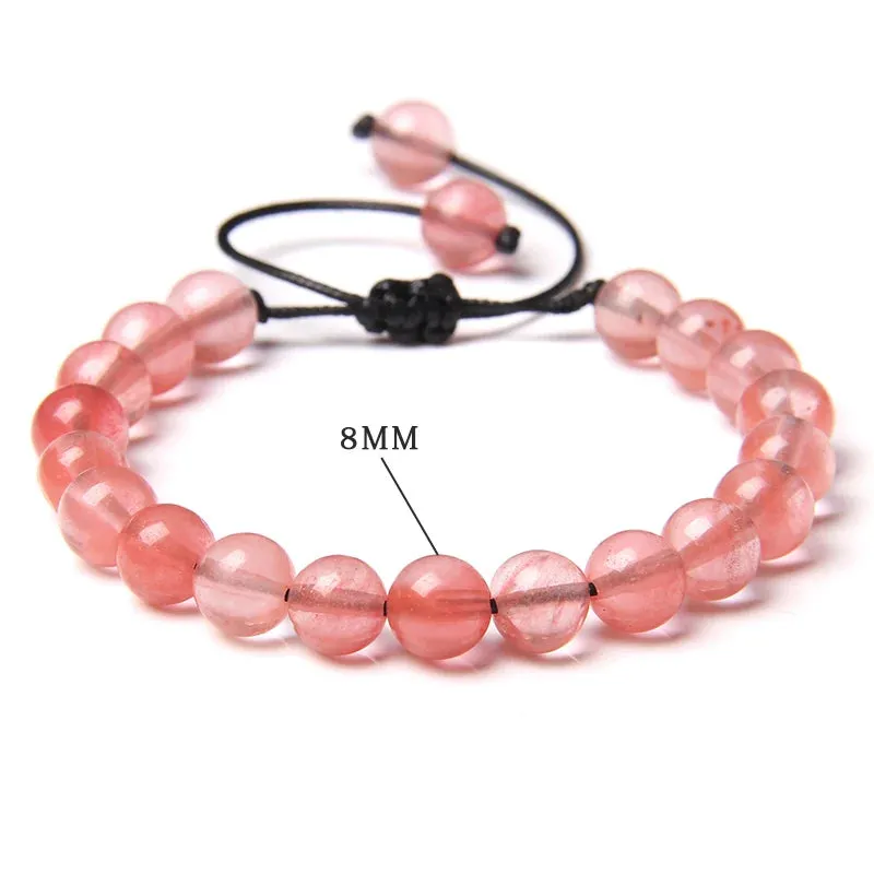 Garnets Stone Beads Bracelets Fashion Adjustable Braided Rope Bracelets Bangles Men Women Yoga Healing Balance Bracelets Jewelry