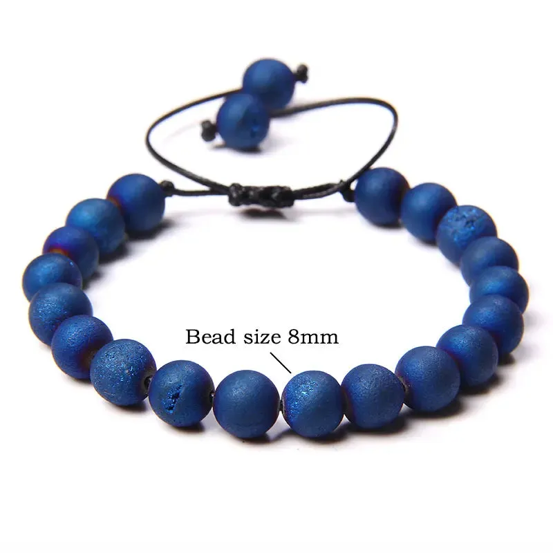 Garnets Stone Beads Bracelets Fashion Adjustable Braided Rope Bracelets Bangles Men Women Yoga Healing Balance Bracelets Jewelry