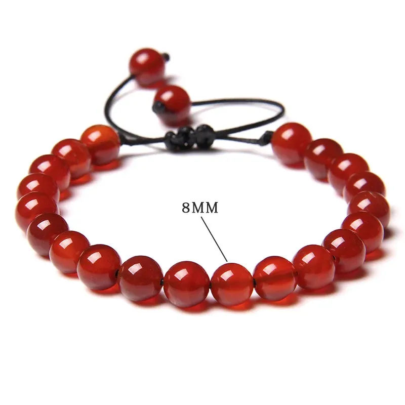 Garnets Stone Beads Bracelets Fashion Adjustable Braided Rope Bracelets Bangles Men Women Yoga Healing Balance Bracelets Jewelry