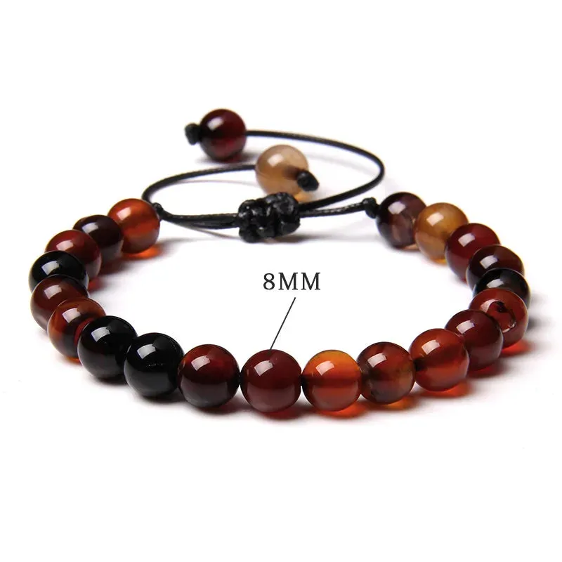 Garnets Stone Beads Bracelets Fashion Adjustable Braided Rope Bracelets Bangles Men Women Yoga Healing Balance Bracelets Jewelry