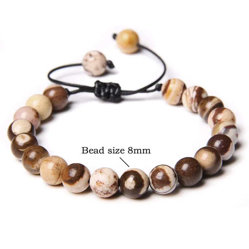 Garnets Stone Beads Bracelets Fashion Adjustable Braided Rope Bracelets Bangles Men Women Yoga Healing Balance Bracelets Jewelry