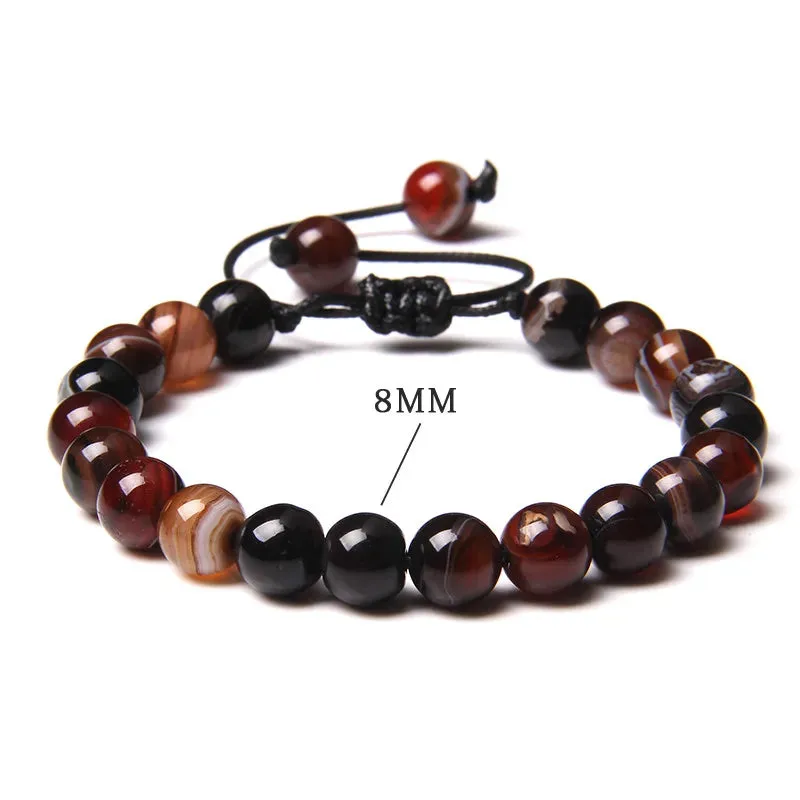 Garnets Stone Beads Bracelets Fashion Adjustable Braided Rope Bracelets Bangles Men Women Yoga Healing Balance Bracelets Jewelry