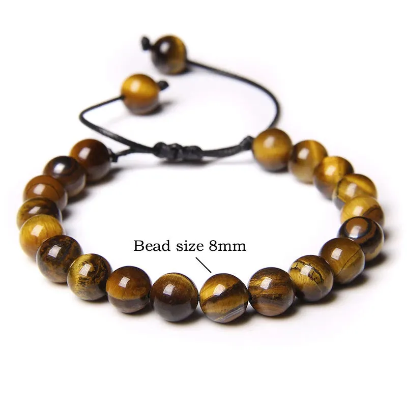 Garnets Stone Beads Bracelets Fashion Adjustable Braided Rope Bracelets Bangles Men Women Yoga Healing Balance Bracelets Jewelry